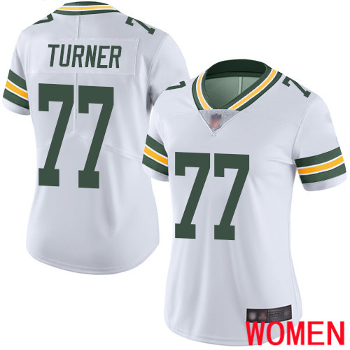 Green Bay Packers Limited White Women 77 Turner Billy Road Jersey Nike NFL Vapor Untouchable